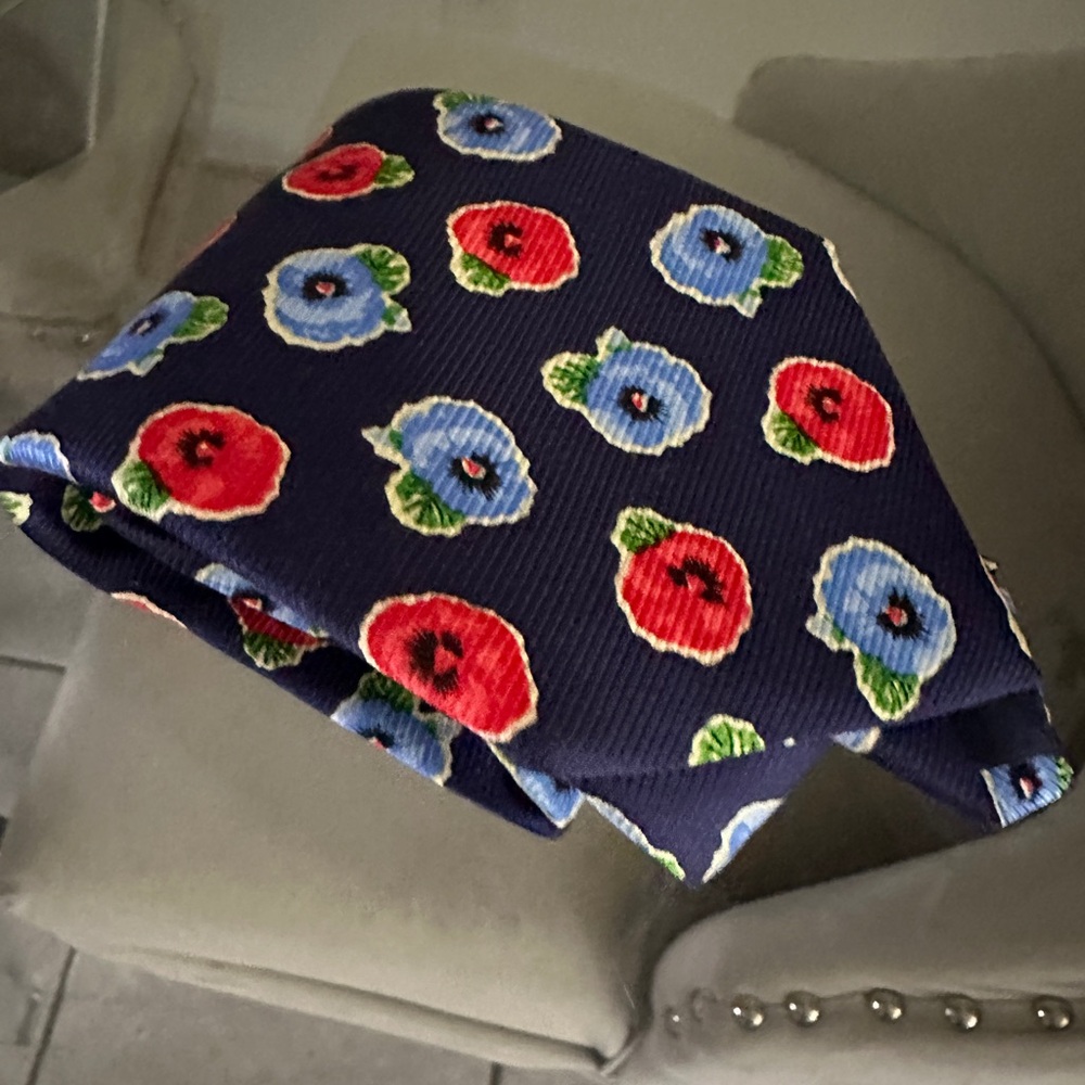 Ted Lapidus Floral Tie vintage designer couture 100% Silk Paris